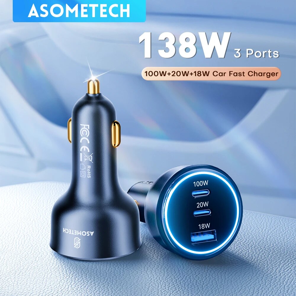 Type C Multiport Adapter - Asometech 138w carregador de carro usb