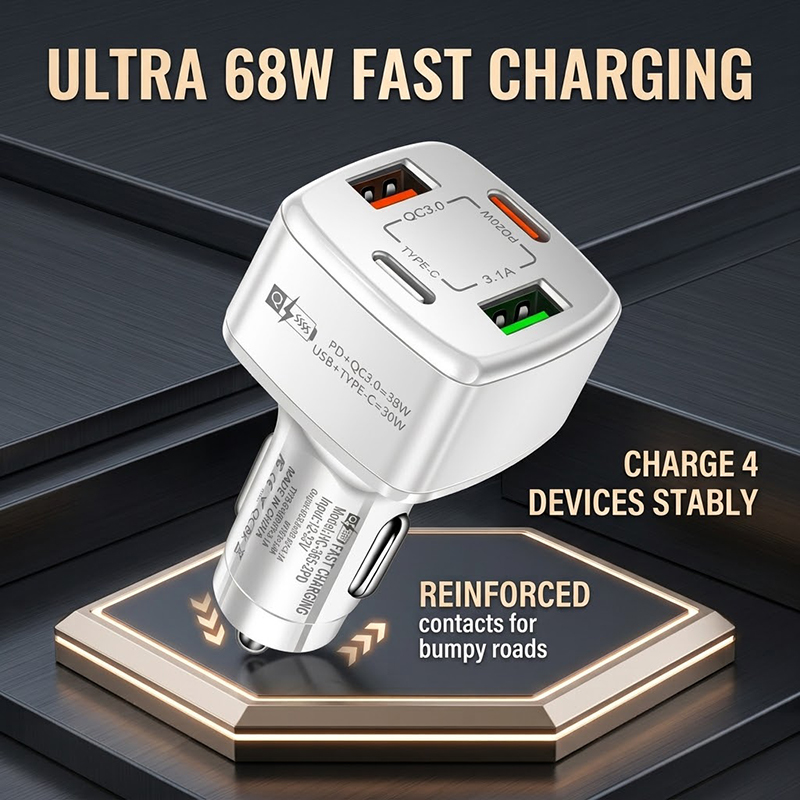 Type C Multiport Adapter - Carregador de Carro USB C de
