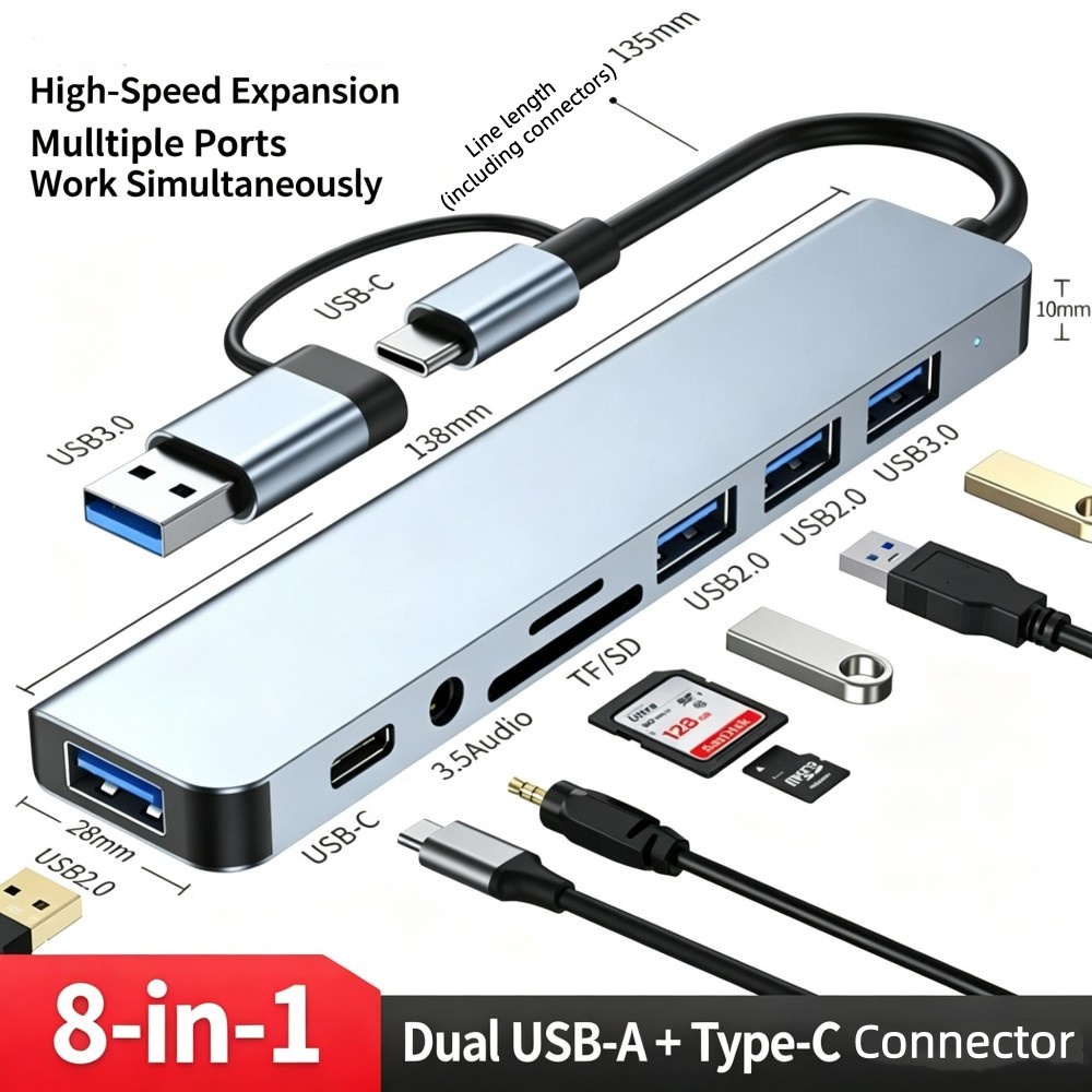 Type C Multiport Adapter - Adaptador Hub USB-C de 8 em