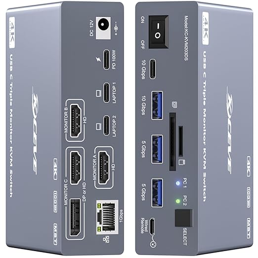 Usb C To Hdmi - Switch KVM USB-C para 3 Monitores